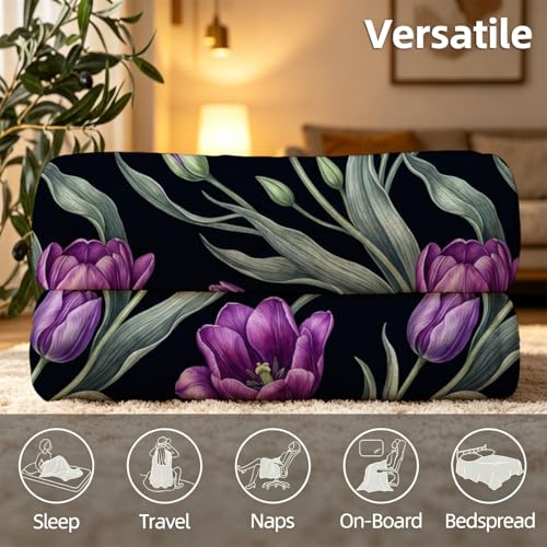 Purple Tulip Blanket, Ultra-Soft Flannel Fleece Throw 60" x 80" - color: Purple Tulip, size: 60"x80"