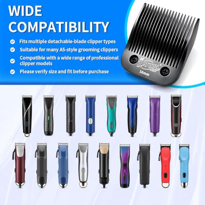 Size 5/8HT Detachable Pet Grooming Clipper Blade with Steel Cutter, 5/8 Inch (16 mm) Cut Length, Black, Compatible with Andis, Oster A5, Wahl KM10, 1 Pack - color: Black, size: 5/8HT 16mm