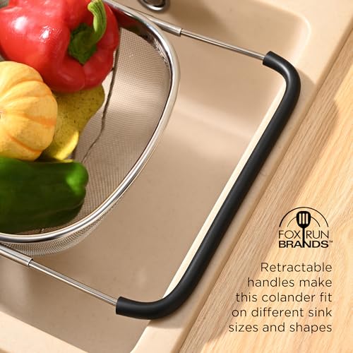 Fox Run Stainless Steel Colander, 4.7 Quart Over The Sink Pasta Strainer - size: 4.7 Quart