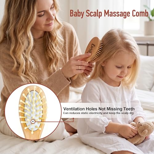 Personalized Baby Brush and Comb Set Custom Cradle Cap Brush Personalized Baby Gifts Baby Hair Brushes Set for Newborns Girls Boys Newborns Toddler Baby Grooming Kit (Design 1) - color: Design 1