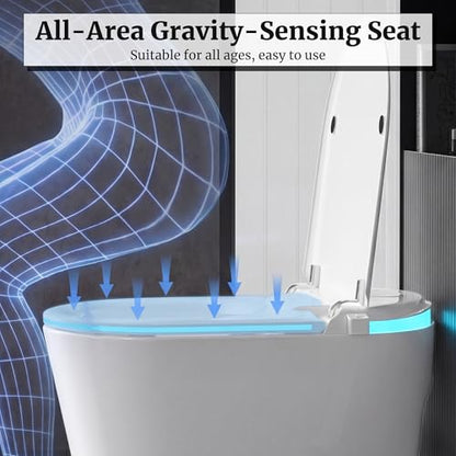 Smart Toilet with Tank Electric Bidet Toilet with ADA Comfort Height | Heated Seat Auto Flush/Lid&Seat Foot Sensor UV-C light Dryer One Piece Toilet with with Siphon Flush 1.28 GPF MAP 1000g - color: Alabaster White