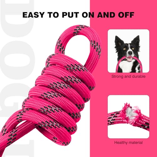 lynxking Dog Leash1/2in x 6ft Slip Lead Reflective Pink and red, 2 Pack
