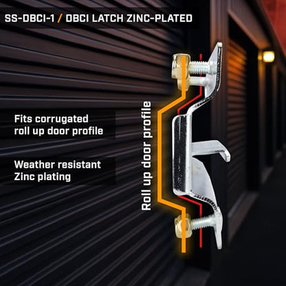DBCI Overhead Roll Up Door Latch, Zinc-Plated 7-1/2" x 3-1/2", with 4 Bolt mounting - size: SS-DBCI-1