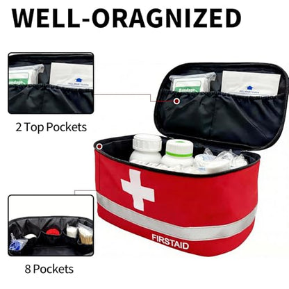 2 PCS Empty First Aid Bag, Portable Medical Bag Organizer for Home, Travel, Car, Camping, Hiking & Outdoor Emergencies, Emergency Medicine Pouch(Bag Only)