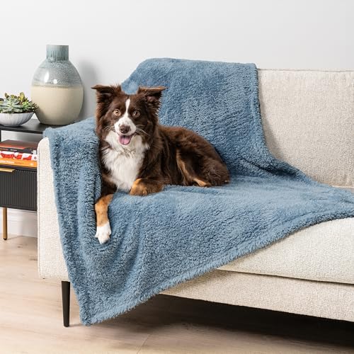 PetAmi Fluffy Sherpa Waterproof Dog Blanket for Small Pet Cat, 24x32 Blue - color: Dusty Blue, size: Small (24x32)