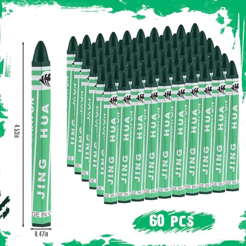 MotiMind 60 Pcs Industrial Lumber Crayons Bulk Wax Tire Marker Construction Marker for Craft Detailed Marking on Lumber Metal Carton Ceramics Concrete Glass Plastic 4.45" x 0.43" (Green) - color: Green