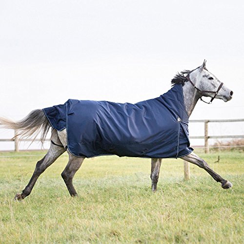 Horze Avalanche 1200D High Neck Turnout Rain Sheet (No Fill) | Lightweight Waterproof Horse Blanket - Peacoat Dark Blue - 66 in