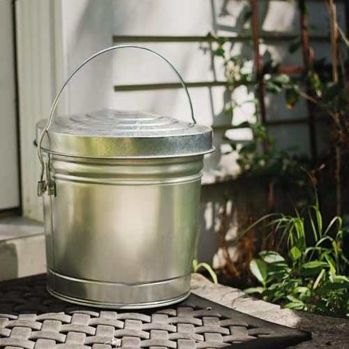 6 Gal Galvanized Steel with Locking Lid Can for Outdoor Storage | galvanized canister with lock top for bulk food storage birdseed chicken feed emergency supplies camping gear hardware