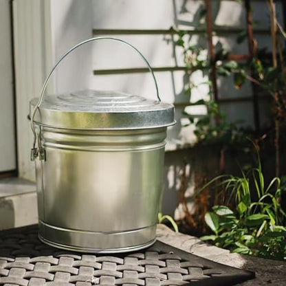 6 Gal Galvanized Steel with Locking Lid Can for Outdoor Storage | galvanized canister with lock top for bulk food storage birdseed chicken feed emergency supplies camping gear hardware