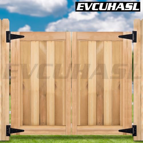 4 Inch T-Strap Gate Hinges, Shed Barn Door Hinges Heavy Duty, Black Tee Hinges for Wooden Fences, Yard Gate, Wrought Hardware Iron Rustproof (2 Pack/Set) - size: 4 Inch