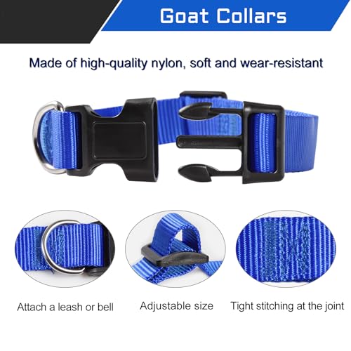 Goat Bells and Collars Set 4 Pcs Cow Horse Sheep Grazing Copper Bells and Lobster Claw Clasps Goat Collars for Cow Horse Sheep Small Pets Anti-Theft Accessories