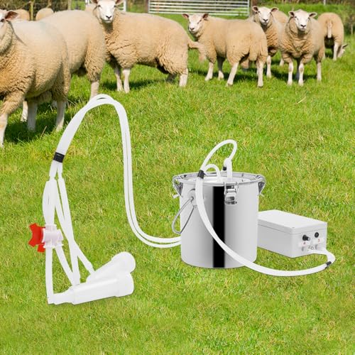 10L Portable Milking Machine for Goats and Cows, Electric Vacuum Pulsator with Adjustable Pressure, Stainless Steel Bucket with Auto Stop Check Valve Cow Milker Machine for Farm - size: 10L