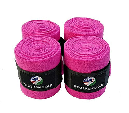 Horse Fleece Wraps Bandages/Polo Wraps/Stable Wraps Equestrian Leg Wraps Set of 4 Equestrian Boot Protection (Pink) - color: Pink