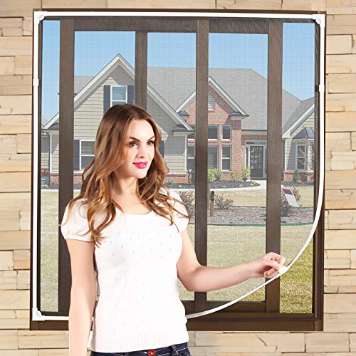 NeatiEase Magnetic Window Screen Size Up to 72 Inchx 48 Inch Max - DIY Screen Window with Full Frame Magnetic Strip Easy Installation (White) - size: 72"x48"
