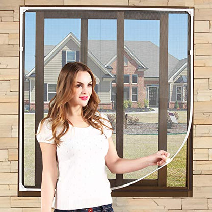 NeatiEase Magnetic Window Screen Size Up to 72 Inchx 48 Inch Max - DIY Screen Window with Full Frame Magnetic Strip Easy Installation (White) - size: 72"x48"