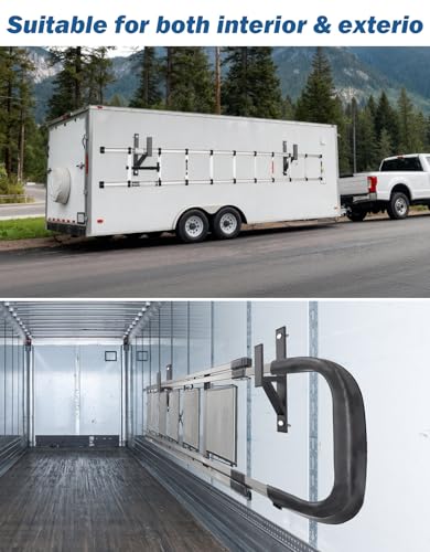 Joytutus Heavy Duty Steel Trailer Ladder Rack, 2 Racks Side Mount with Bungee Cords, 353LB Capacity for Enclosed and Open Trailer, Vans, Trucks, Garages Side Wall