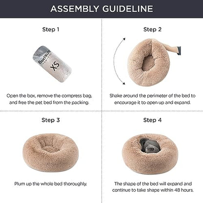 Bedsure Calming Cat Beds Donut Round Washable Kitten Bed,20 inches Green | Fluffy Faux Fur Cuddler,Anti-Slip Bottom,Anti-Anxiety,Deep Sleeping for Cats&Small Pets Up to 15 Lbs - color: Green, size: 20"L x 20"W x 6"Th