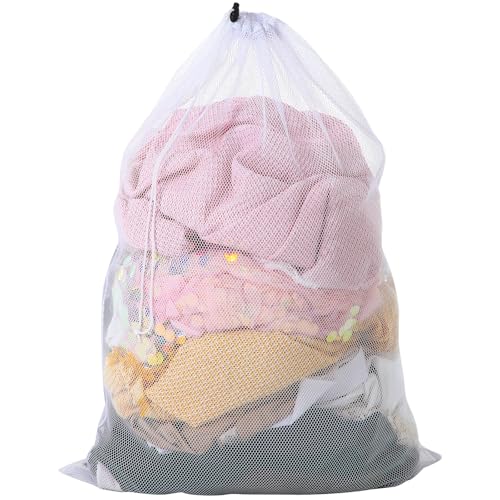 Berlune 1 Pc Large Mesh Laundry Bags - color: White
