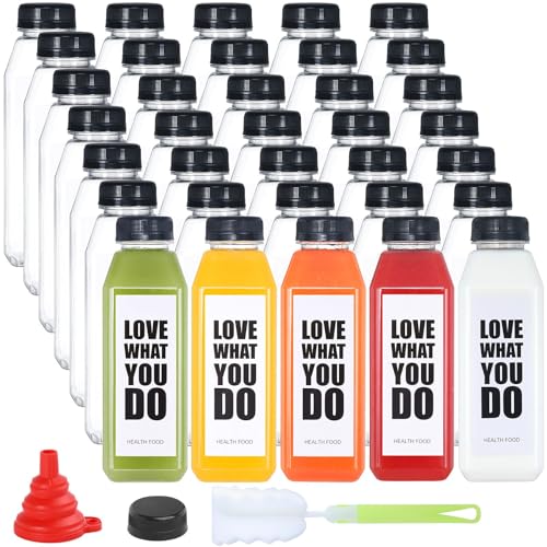 Fhxtcygj 35pcs 16oz Plastic Bottles with Caps, Juice Container with Lids - color: 35pcs 16oz