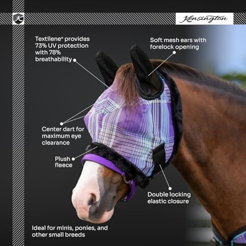 Mini and Pony Fly Mask, Fleece Trim, Soft Mesh Ears, Pony, Merlot - color: 165 - Merlot, size: Pony
