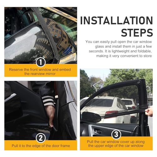 4 PCS Car Window Screen Mesh, Heat Block Double-layer Car Window Shade, Breathable High Elastic Mesh Privacy Protection Curtain, Universal for Most SUVs (Black) - color: Black #SUV