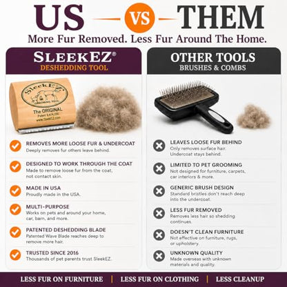 SleekEZ Cat Brush for Shedding - Deshedding Brush for Cats - Patented Grooming Tool for Removing Loose Fur, Undercoat & Hair - Made in USA - Works on Short, Medium & Long Coats - style: Cat Brush