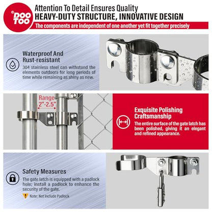 Stainless Steel 1-3/8" x 1-7/8" Chain Link Gate Latch （Fit 1-3/8" Gate Frame）, Heavy Duty Chain Link Fence Gate Fork Latch with Hole for Padlock 1Pack - color: 1-3/8"x1-7/8"