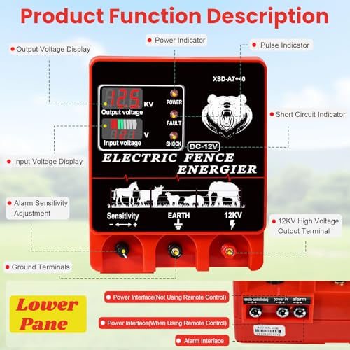 9J Electric Fence Charger Energizer, 9 Joules 20 Miles Plug-in Fencer