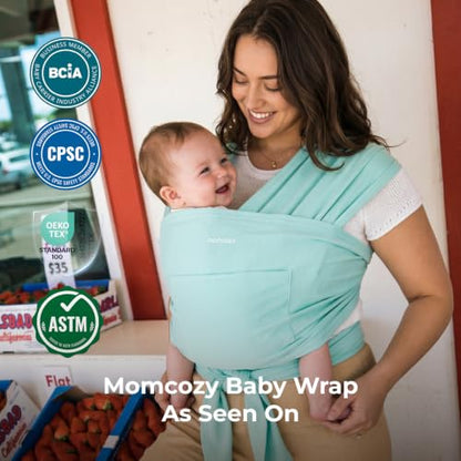 Momcozy Baby Wrap Carrier, Easy-On 2-Piece Design, Newborn to 33 lb - color: Lake Blue