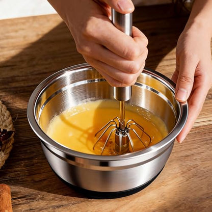 Stainless Steel Mixing Bowls Set with Lids & Silicone Base,7‑Piece Set - color: Black