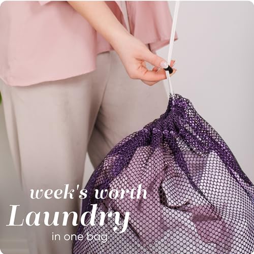 Handy Laundry Mesh XL Laundry Bag 24"x36", Heavy Duty Drawstring, Purple - color: Purple