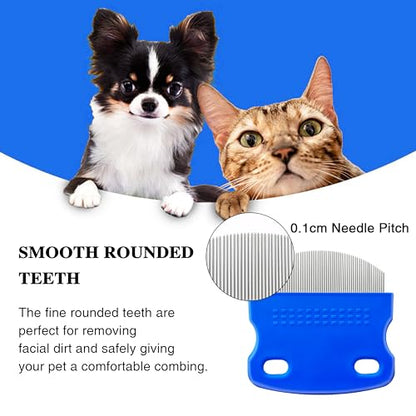 6 Pcs Flea Lice Comb,Stainless Steel Tear Stain Remover,Professional dog eye comb, Flea and Tick Combs for Dogs & Cats, Fine Tooth Dog Comb for Grooming