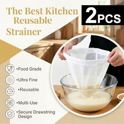 Reusable Ultra Fine Mesh Strainer Bag, 2Pcs Multi-Use
