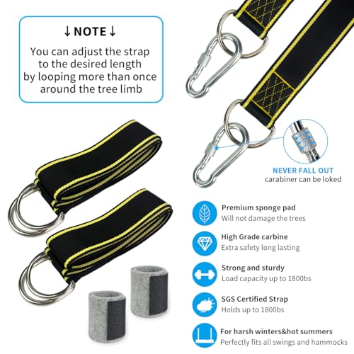 Extra Long 8FT Tree Swing Straps Kit with Tree Protector,2 Pack - size: 8FTx2