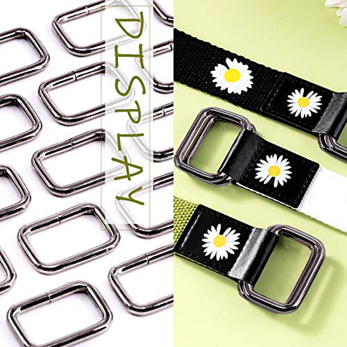 Swpeet 60Pcs 1 Inch / 25mm Heavy Duty Metal Ring Buckle Webbing Belts - color: Gun-black, style: Metal Rectangle Ring