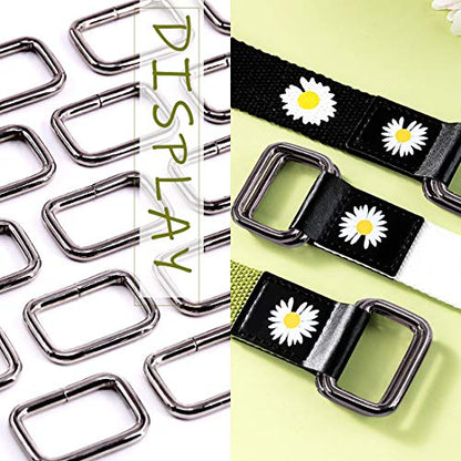 Swpeet 60Pcs 1 Inch / 25mm Heavy Duty Metal Ring Buckle Webbing Belts - color: Gun-black, style: Metal Rectangle Ring