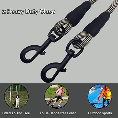 BTINESFUL Dog Tie Out Long Tether Rope Dog Lead for Yard 8/12/20/30/50/75ft - color: Beige Black, size: 30 Foot
