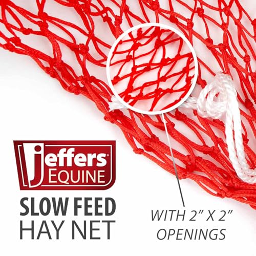 Jeffers Slow Feed Nylon Hay Net for Horses, Reduce Mess Farm Stall Feeding, Barn Stable Storage, Tack Organizer, Portable Travel Feeder for Trailer - size: 2" x 2" - 3 Pack