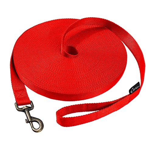 HIKISS Long Dog Leash Obedience Recall Training Agility Lead with Thickening Material for Large Dog - 15ft 20ft 30ft 50ft 100ft Training Leash(Red 15ft) - color: T4:Large Dog Thicken red, size: 15 Feet