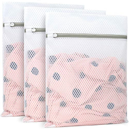 Muchfun 3Pcs Durable Diamond Mesh Laundry Bags for Delicates 12 x 16 Inches - size: 3 Medium
