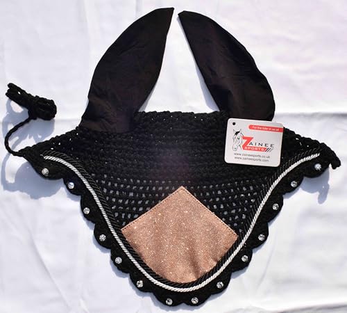 Rose Gold Glitter Grade Saddle Pad Set Matching Ear Bonnet | Equestrian Show Gear | Horse Riding Matchy Set | Dressage or Jumping/Hunter