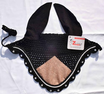Rose Gold Glitter Grade Saddle Pad Set Matching Ear Bonnet | Equestrian Show Gear | Horse Riding Matchy Set | Dressage or Jumping/Hunter