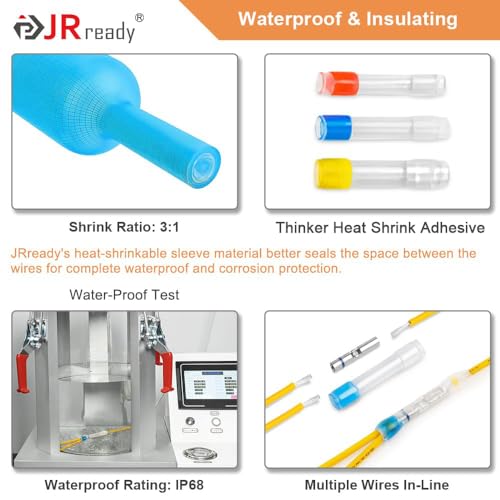 JRready 100 Sets IP68 Waterproof Wire Connectors Heat Shrink 16-12 AWG Insulated Electrical Marine Automotive Yellow Butt Connectors Tinned Copper Crimp Terminals Butt Splices - color: 12# 100 Pairs
