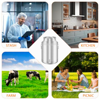 50 Liter 13.2 Gallon Milk Can 304 Stainless Steel Milk Bucket Heavy Duty Wine Pail Bucket with Spigot Milk Can Tote Jug with Sealed Lid for Milk and Wine (50L) - size: 50L