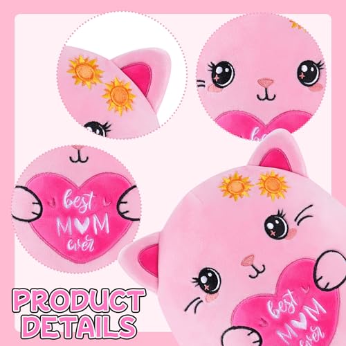 Best Mom Ever Gifts, 10-Inch Pink Cat Stuffed Animal Mom Birthday Gift from Daughter Son, Unique Present Ideas for Birthday Mother’s Day Christmas, Cute Plush Toy for Girl Boy New Moms - style: Mom Cat