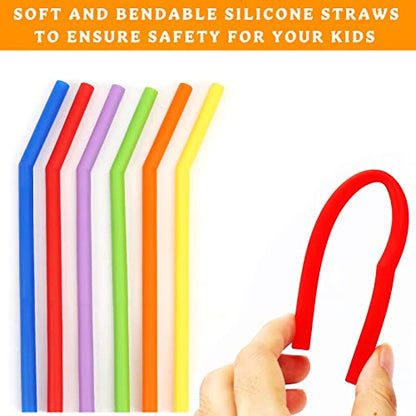 ShineMe Kids Cups with Straws and Lids, 12oz Spill Proof Toddle Straw Cups with Sleeves, Reusable Water Tumbler for Cold & Hot Drinks, Stainless Steel Sippy Cup 6 Pack - color: purple,red,yellow,blue,green,orange