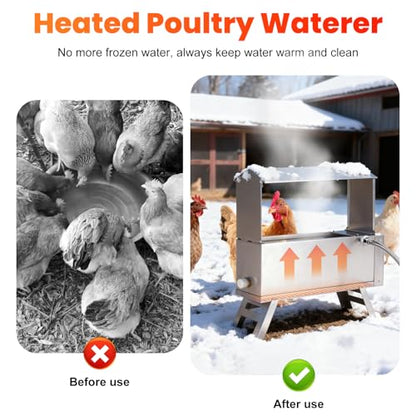 Heated Chicken Waterer Anti-Freeze Thermostat Control with Adjustable Leg
