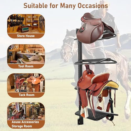 Sidasu 4 Tier Saddle Rack Wall Mount, Heavy Duty Horse Tack Storage - size: Integrated