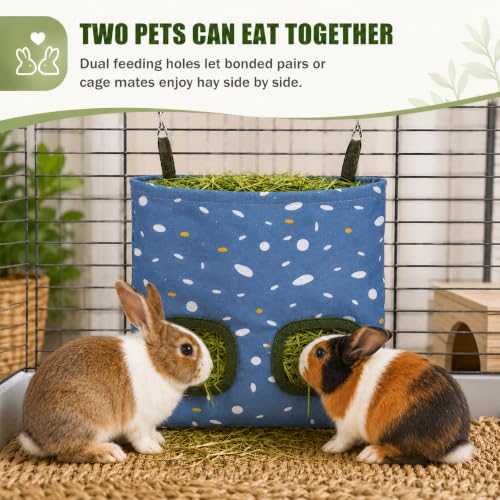 Rabbit Hay Feeder, Guinea Pig Hay Holder & Bunny Hay Feeder – Durable Hanging Hay Bag for Rabbits Chinchillas Guinea Pigs Bunnies – Chew-Resistant Hay Holder for Small Animals (Polka Dot) - color: Polka Dot