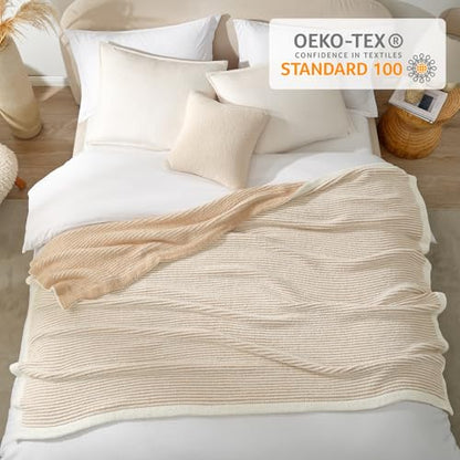 Snuggle Sac Fluffy Bedding Blanket Twin Size, Soft Luxurious Knit Throws, Fuzzy Microfiber Blankets for Couch, Sofa, Bed, Cream Beige, 60x80 inches - color: Cream/Beige, size: Twin(60"x 80")